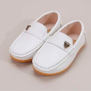 SHEIN White Kids Moccasins with Gold Accent